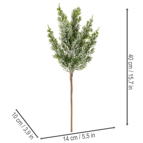 Branches de pin artificiellement enneigées pour compositions florales et décorations de l'Avent, 40 cm, lot de 3 | Floristik24.be