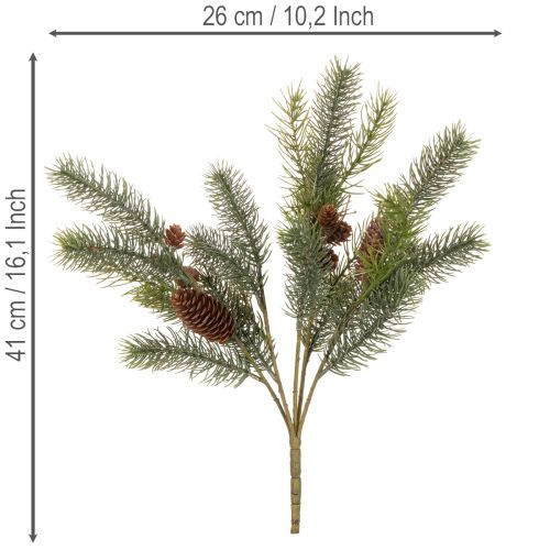 Branche de sapin artificielle décorée d'un cône, 41 cm | Floristik24.be