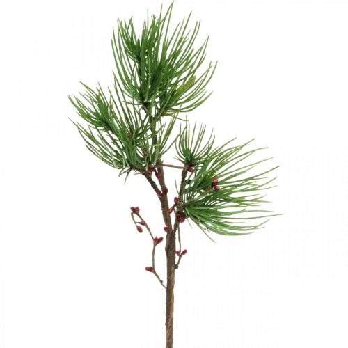 Branche décorative Branche de pin artificielle avec baies vertes, rouges 58cm