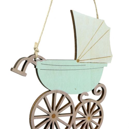 Floristik24 Décoration à accrocher Pram Pink / Blue 16,5cm x 15cm 6pcs