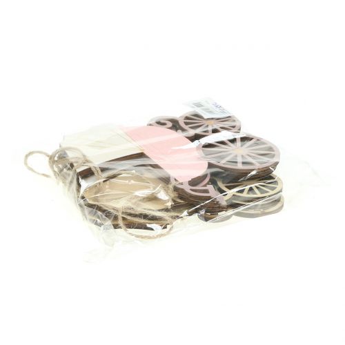 Floristik24 Décoration à accrocher Pram Pink / Blue 16,5cm x 15cm 6pcs