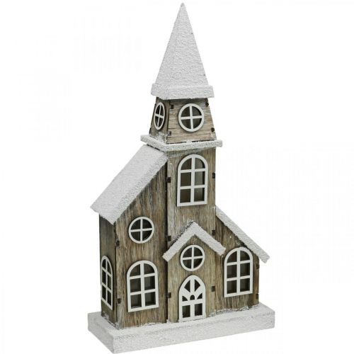 Article Maison lumineuse église en bois église de Noël église en bois H45cm