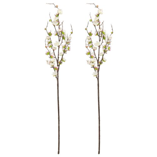 Article Branche de décoration de fleurs de cerisier Branche artificielle Fleurs blanches 96cm 2pcs