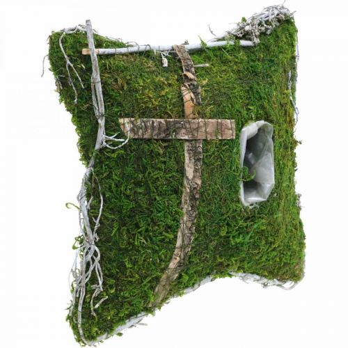 Floristik24 Coussin mousse et vignes avec croix pour arrangement grave 25x25cm
