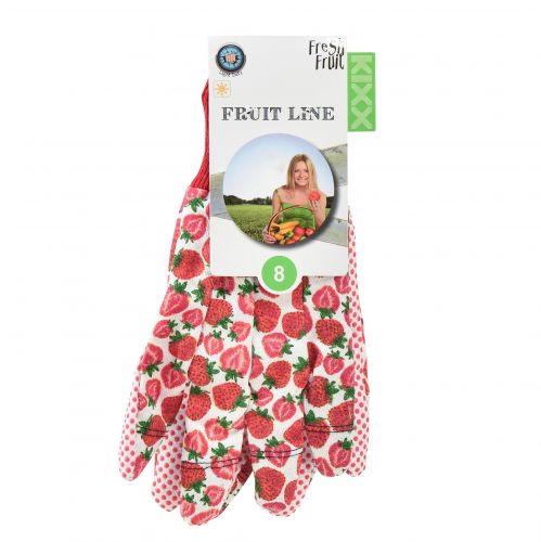 Article Kixx gants de jardinage motif fraise blanc rouge taille 8