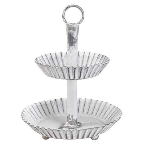Floristik24 Présentoir à gâteaux Shabby Chic métal blanc 2 étages Ø16,5cm
