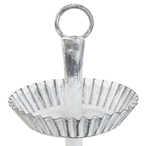 Floristik24 Présentoir à gâteaux Shabby Chic métal blanc 2 étages Ø16,5cm