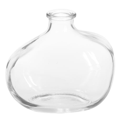 Petit vase en verre, mini vase moderne, verre transparent 11×6×10cm