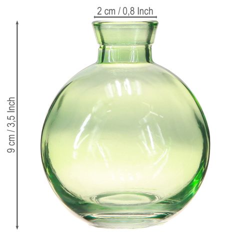 Article Vases en verre Mini vases bombés Vert Ø7,5cm H9cm 6pcs