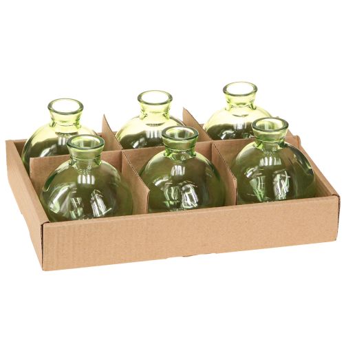Article Vases en verre Mini vases bombés Vert Ø7,5cm H9cm 6pcs