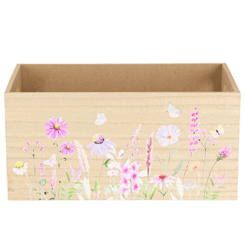Article Petite boîte en bois boîte en bois fleurs papillon 30x18cm