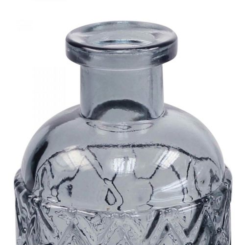 Floristik24 Petit vase en verre vase motif losange verre bleu gris H12,5cm 6pcs