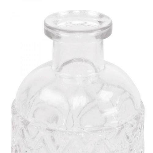 Article Petit vase en verre vase motif losange verre transparent H12.5cm 6pcs