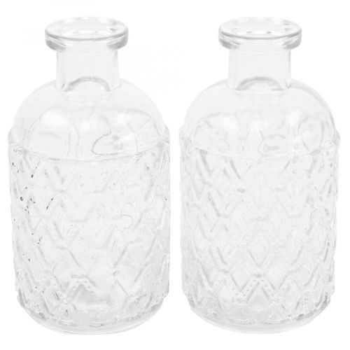 Floristik24 Petit vase en verre vase motif losange verre transparent H12.5cm 6pcs