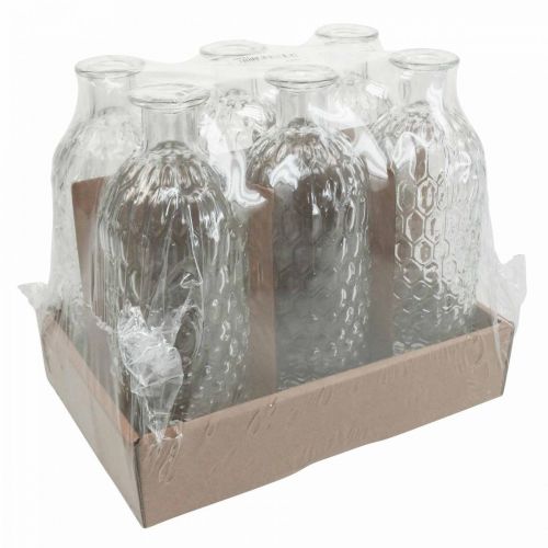 Floristik24 Petit vase en verre vase aspect nid d&#39;abeille vase décoratif verre H20cm 6pcs