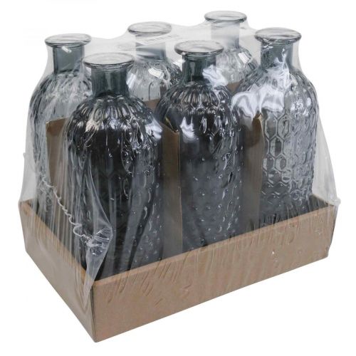 Floristik24 Petit vase en verre vase verre nid d'abeille bleu gris H20cm 6pcs