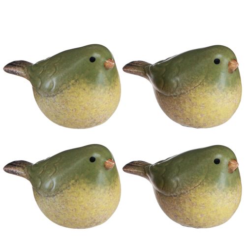 Article Petit oiseau en céramique décoration céramique vert printemps 8,5cm 4 pcs