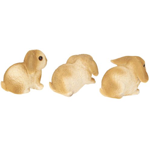 Article Petit lapin de Pâques décoratif en polyrésine 9 × 6 × 6,5 cm, 3 pièces