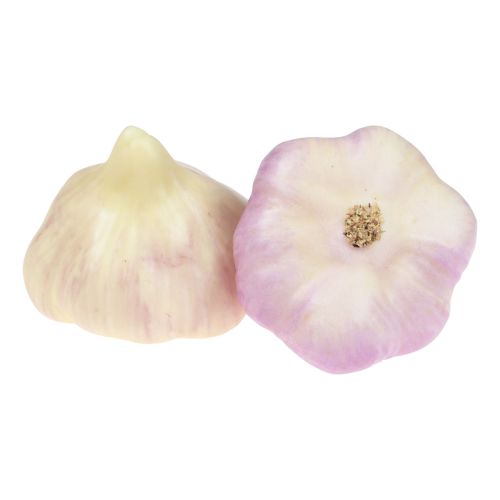 Floristik24 Décoration de légumes artificiels ail rose, blanc Ø6,5cm 2pcs