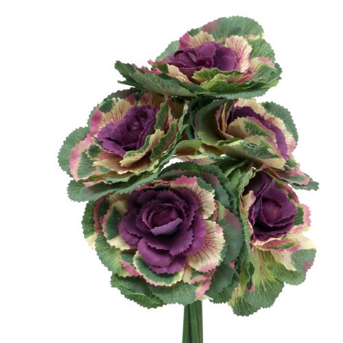 Floristik24 Chou artificiel violet, vert 25cm 6pcs