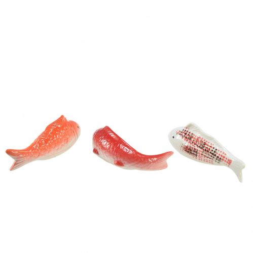 Article Koi poisson décoratif céramique rouge blanc flottant 15cm 3pcs