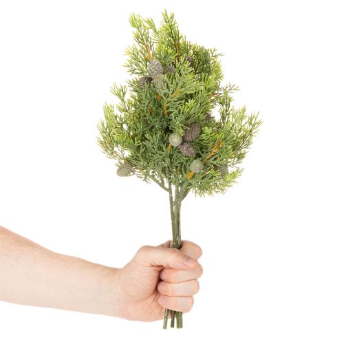 Branche de conifère artificielle avec cônes, 39 cm, lot de 4. | Floristik24.be