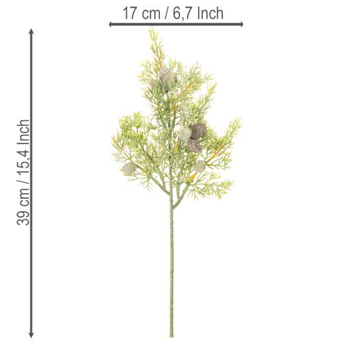 Branche de conifère artificielle avec cônes, 39 cm, lot de 4. | Floristik24.be