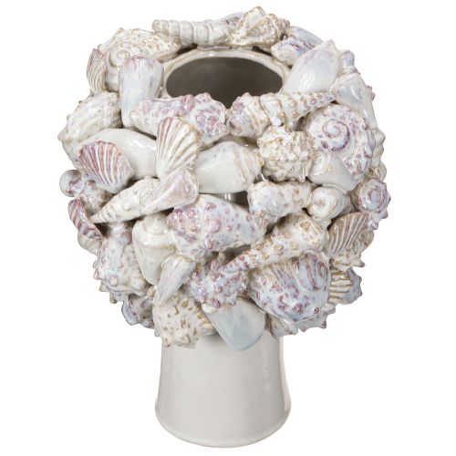 Article Vase Tête en Céramique avec Coquillages – Buste Décoratif Méditerranéen pour Plantes &amp; Fleurs 25cm