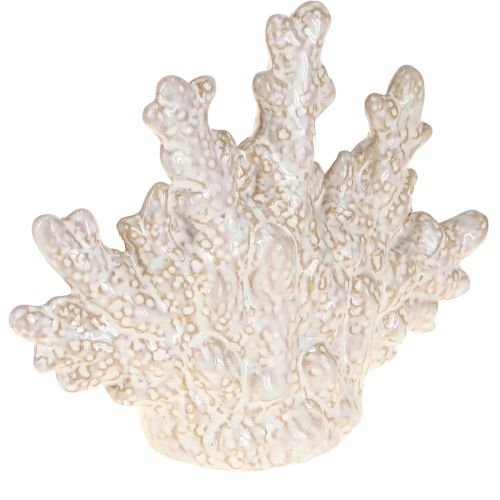 Décoration de table maritime en céramique corail beige H14,5cm