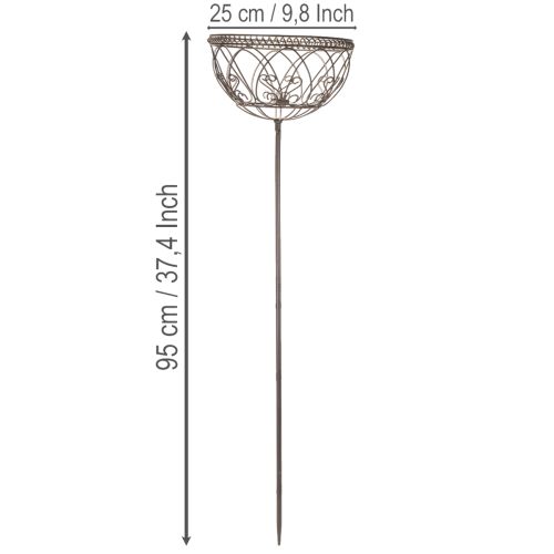 Article Panier de jardin en métal, objet décoratif de style vintage pour une utilisation extérieure élégante, 95 cm
