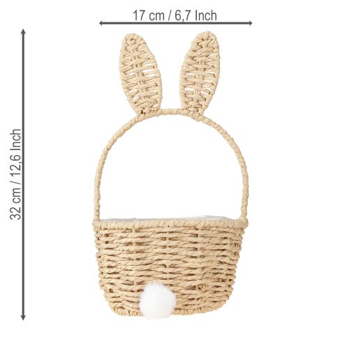 Article Panier de Pâques à motif lapin, décoration naturelle pour la fête de Pâques printanière, 32 cm