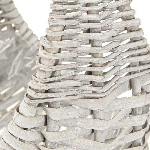Article Panier avec anse, panier en osier, gris délavé, H43/34/27cm, lot de 3