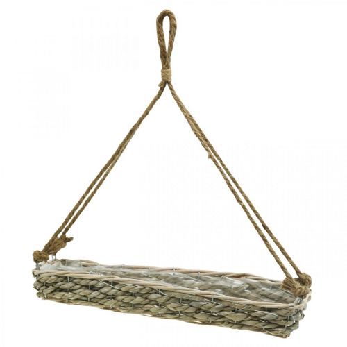 Floristik24 Panier à suspendre, panier suspendu, jardinière tressée coloris naturel, blanc lavé L43,5cm