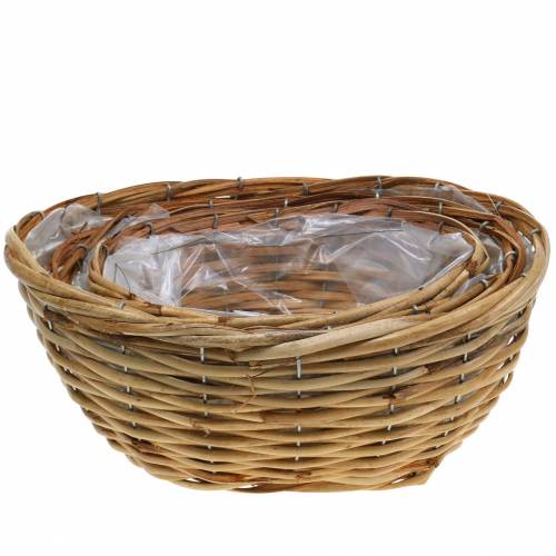 Floristik24 Cache-pot en osier ovale Moutarde 3pces 33x24/38x22/23x17cm