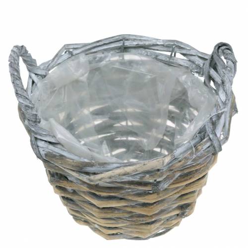 Floristik24 Cache-pot en osier Gris délavé, Ø 17 cm H12cm
