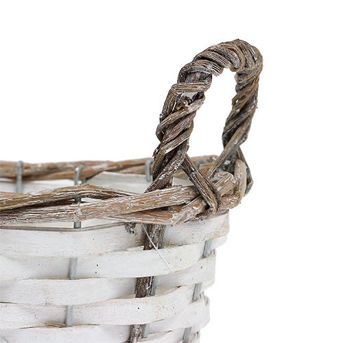 Floristik24 Panier avec anses ovale naturel, blanc 20 x 14cm