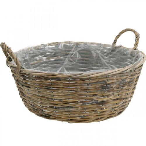 Floristik24 Panier à anses, vase en bois tressé, coupe plante naturel, blanchi H18,5cm Ø51cm