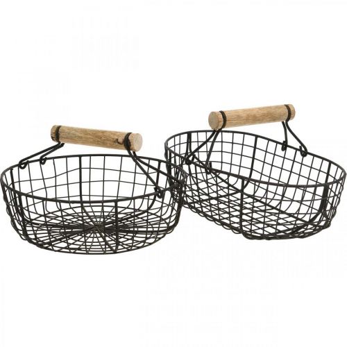 Floristik24 Panier métal avec anse, panier à planter, variation panier fil marron, naturel H10,5/12/13/11,5cm lot de 4