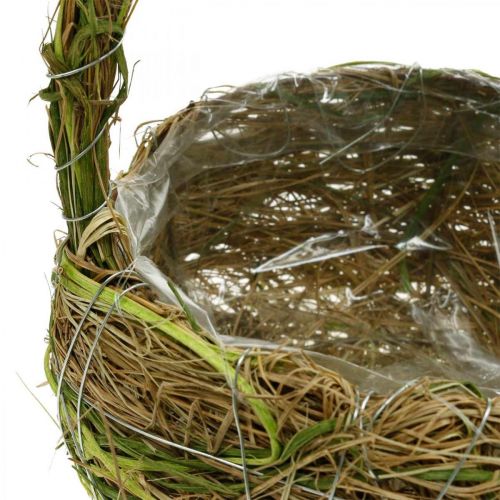 Floristik24 Panier à plantes avec anses raphia et foin panier vert printemps 16×22/21×27cm lot de 2