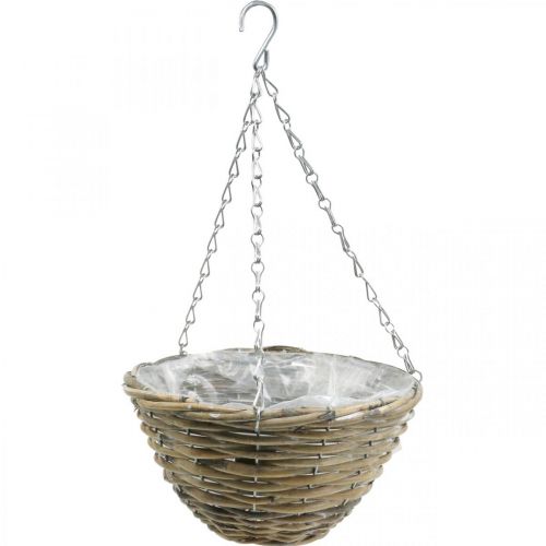 Article Bol à suspendre, panier à planter naturel, blanc lavé H13cm Ø25cm