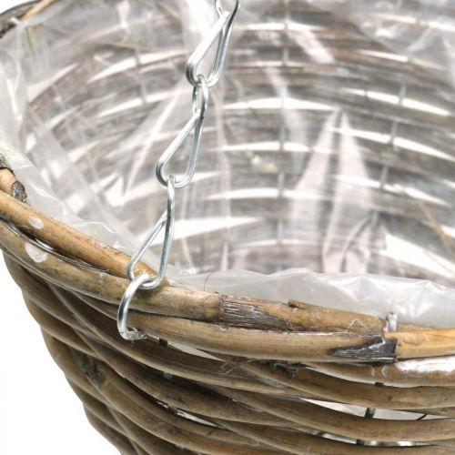 Floristik24 Bol à suspendre, panier à planter naturel, blanc lavé H13cm Ø25cm