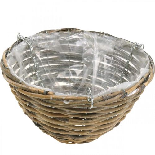 Floristik24 Bol à suspendre, panier à planter naturel, blanc lavé H13cm Ø25cm