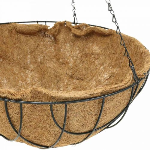 Article Panier suspendu, bol végétal en fibre de coco métal naturel, noir H20,5cm Ø40,5cm