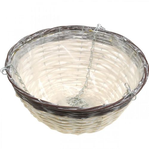 Article Panier décoratif à suspendre panier suspendu blanc, marron foncé Ø34cm