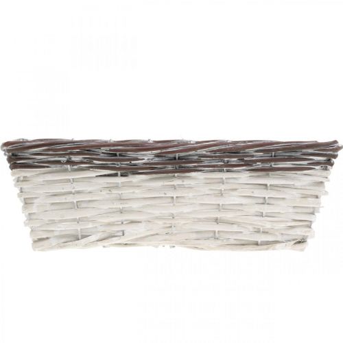 Floristik24 Panier décoratif blanc, cache-pot marron bicolore 32×13.5×9.5cm