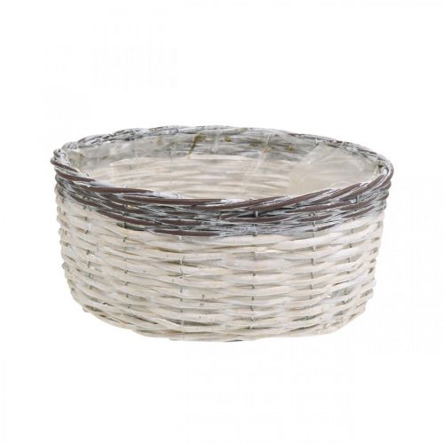 Floristik24 Panier décoratif rond blanc, corbeille à plantes tressée marron Ø29cm