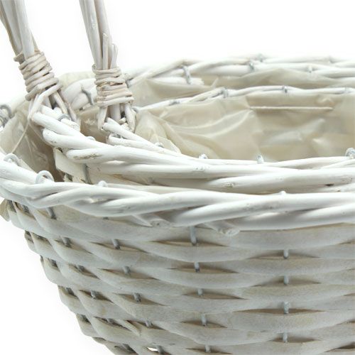 Floristik24 Set de paniers x 3 avec anses rondes blanches Ø18, 23, 29cm