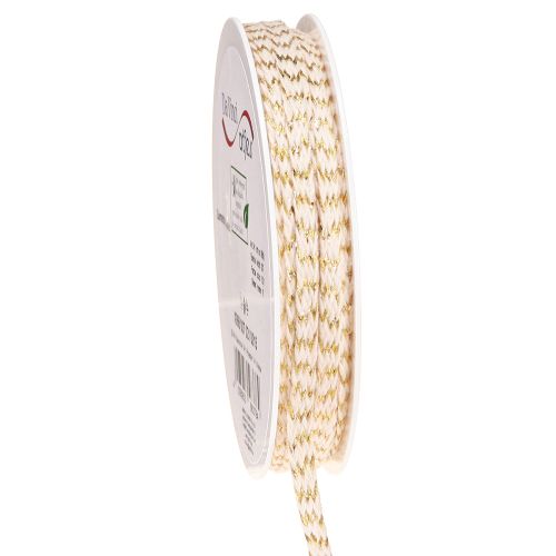 Cordon coton or et ruban coton crème 7mm 15m