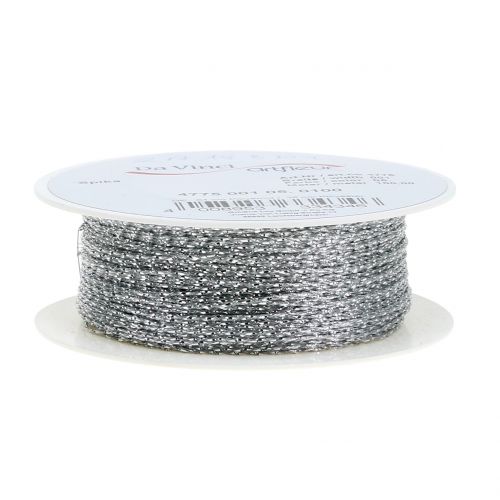 Floristik24 Cordon argent Ø1mm 100m