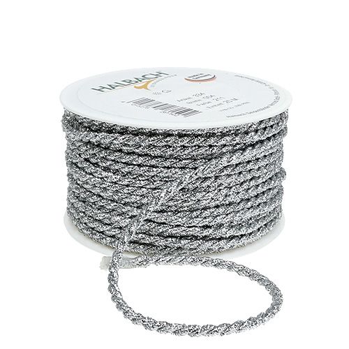 Floristik24 Cordon argent 4mm 25m